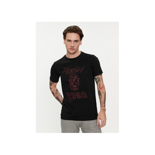 Replay T-Shirt M6761.000.23608P Czarny Regular Fit ze sklepu MODIVO w kategorii T-shirty męskie - zdjęcie 169974309