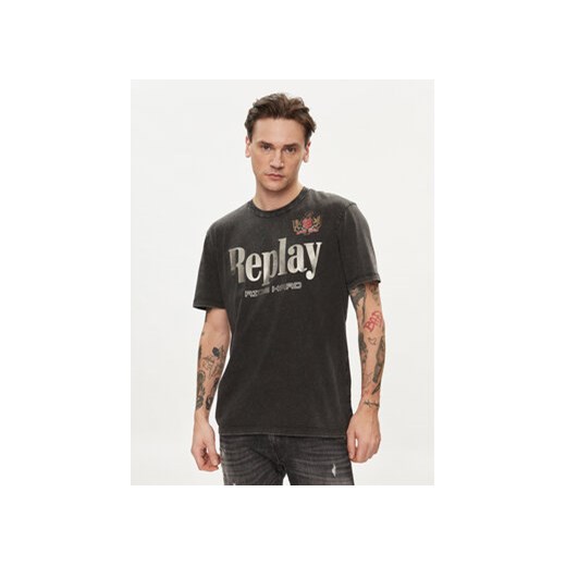 Replay T-Shirt M6820.000.22658 Czarny Regular Fit ze sklepu MODIVO w kategorii T-shirty męskie - zdjęcie 169974465