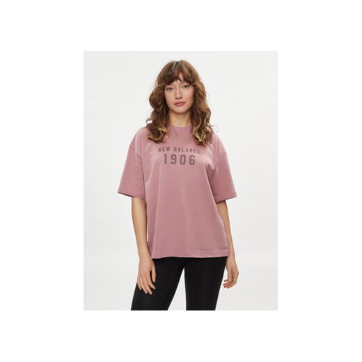 New Balance T-Shirt WT41519 Różowy Oversize ze sklepu MODIVO w kategorii Bluzki damskie - zdjęcie 169974537