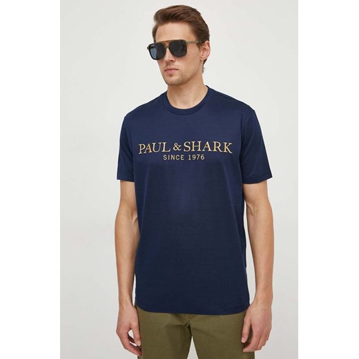 Paul&amp;Shark t-shirt bawełniany męski kolor granatowy z aplikacją 24411020 ze sklepu ANSWEAR.com w kategorii T-shirty męskie - zdjęcie 169975475