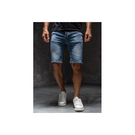 Granatowe krótkie spodenki jeansowe męskie Denley MP0277BCA1 36/XL promocja Denley