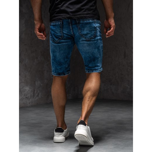Granatowe krótkie spodenki jeansowe męskie Denley TF183A1 L wyprzedaż Denley