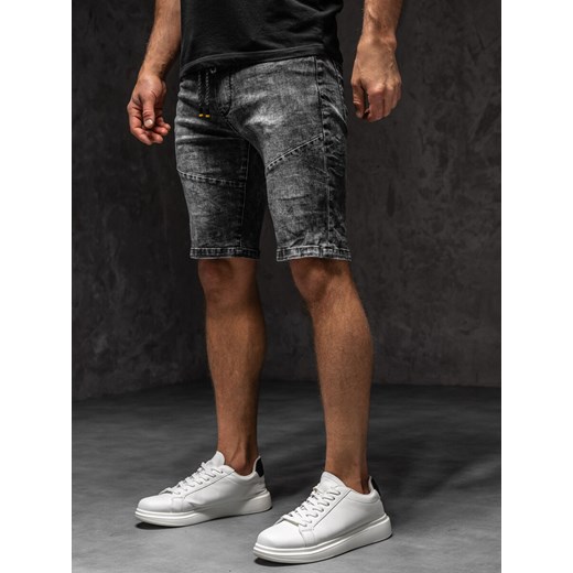 Czarne krótkie spodenki jeansowe męskie Denley TF174A1 XL promocja Denley
