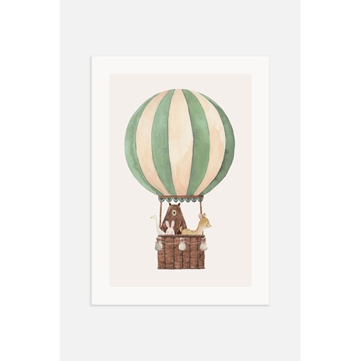 H & M - The Green Balloon Ride Plakat - Zielony ze sklepu H&M w kategorii Pokój dziecięcy - zdjęcie 169992379