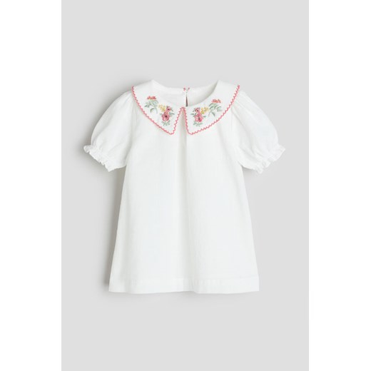 H & M - Sukienka z wyszywanym motywem - Biały H & M 104 (3-4Y) H&M