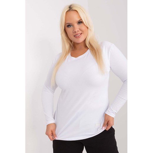 Biała bluzka damska plus size z długim rękawem ze sklepu 5.10.15 w kategorii Bluzki damskie - zdjęcie 169994147