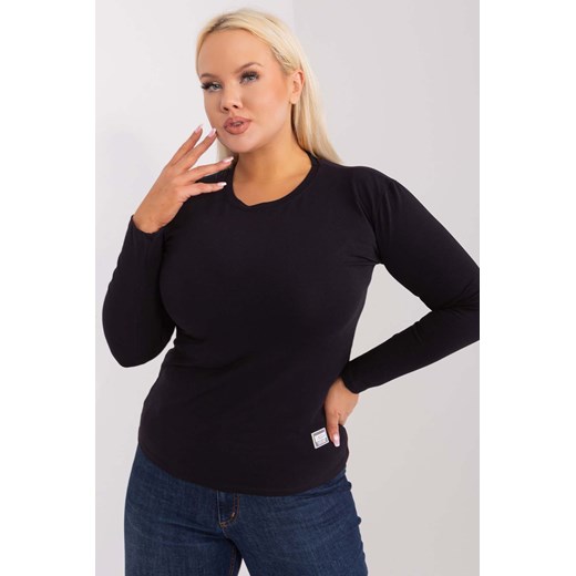 Czarna bluzka damska plus size z długim rękawem ze sklepu 5.10.15 w kategorii Bluzki damskie - zdjęcie 169994275