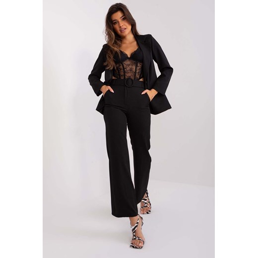 Czarne garniturowe spodnie damskie z szeroką nogawką ze sklepu 5.10.15 w kategorii Spodnie damskie - zdjęcie 169994279