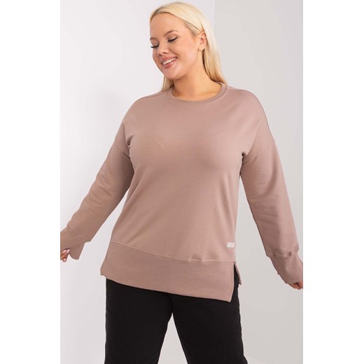 Ciemnobeżowa bluza damska plus size z bawełny ze sklepu 5.10.15 w kategorii Bluzy damskie - zdjęcie 169994585