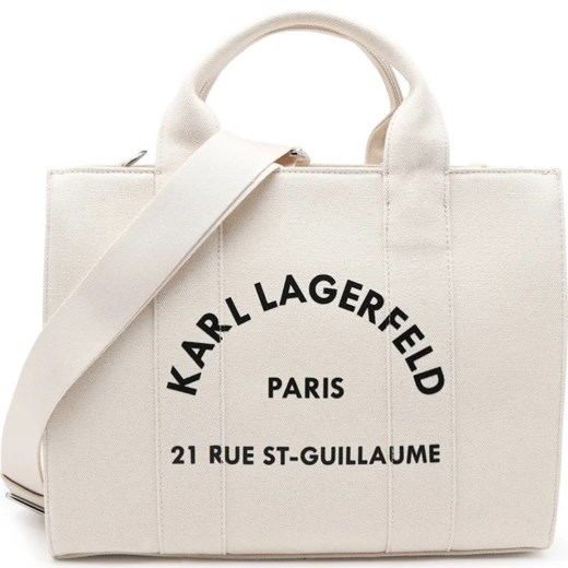 Shopper bag Karl Lagerfeld biała matowa mieszcząca a6 