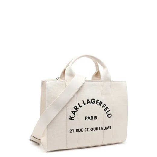 Shopper bag Karl Lagerfeld matowa na ramię biała wakacyjna mieszcząca a6 