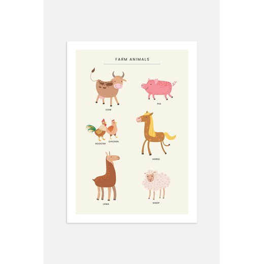 H & M - Farm Animals Plakat - Brązowy ze sklepu H&M w kategorii Dekoracje ścienne - zdjęcie 169997255