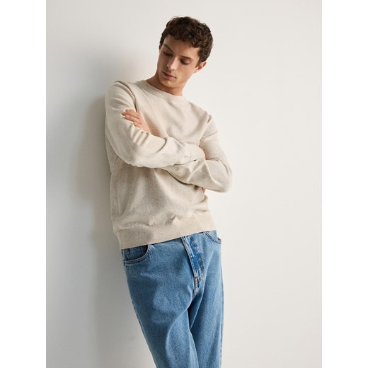 Reserved - Bawełniany sweter - beżowy ze sklepu Reserved w kategorii Swetry męskie - zdjęcie 169998125