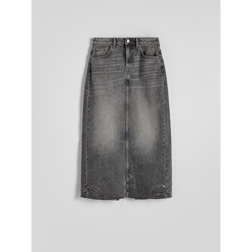 Reserved - Jeansowa spódnica midi - szary ze sklepu Reserved w kategorii Spódnice - zdjęcie 170000697