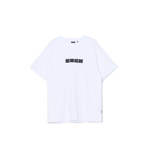 Cropp - Biały t-shirt z nadrukiem - biały ze sklepu Cropp w kategorii T-shirty męskie - zdjęcie 170001506