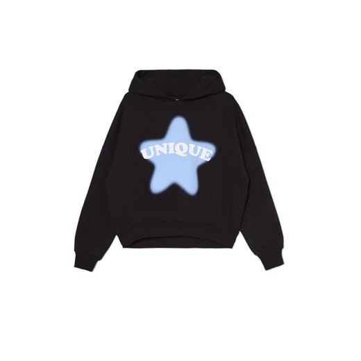Cropp - Czarna bluza z kapturem - czarny ze sklepu Cropp w kategorii Bluzy damskie - zdjęcie 170001555