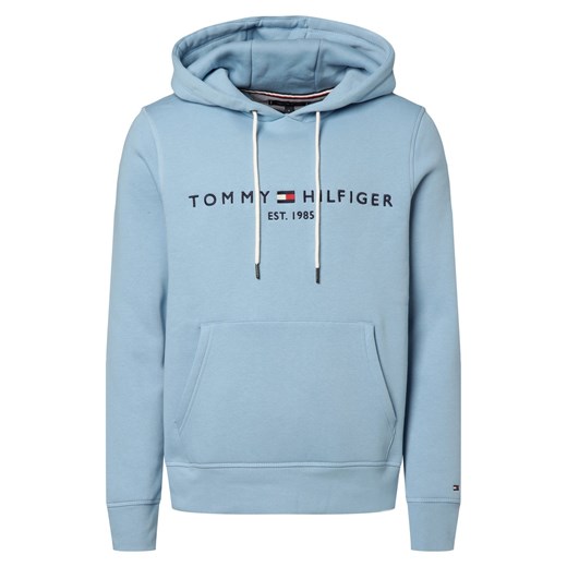 Tommy Hilfiger Męski sweter z kapturem Mężczyźni jasnoniebieski jednolity ze sklepu vangraaf w kategorii Bluzy męskie - zdjęcie 170004149