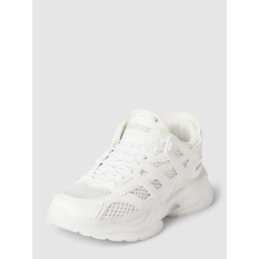 Buty sportowe damskie Guess sneakersy białe na platformie sznurowane 
