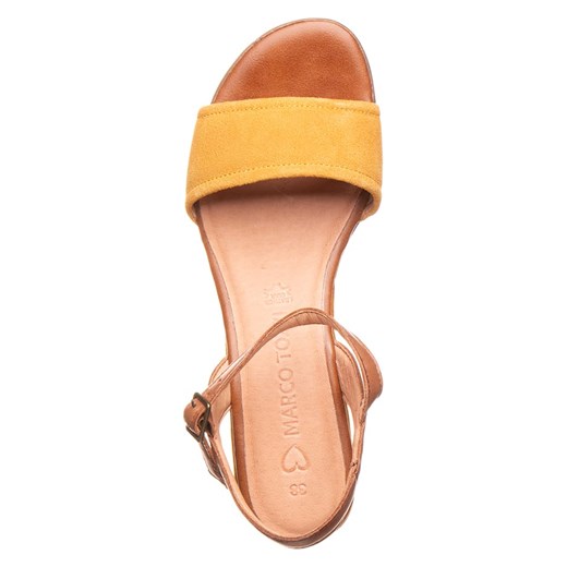 Marco Tozzi Skórzane sandały w kolorze żółto-brązowym na koturnie Marco Tozzi 40 Limango Polska okazja