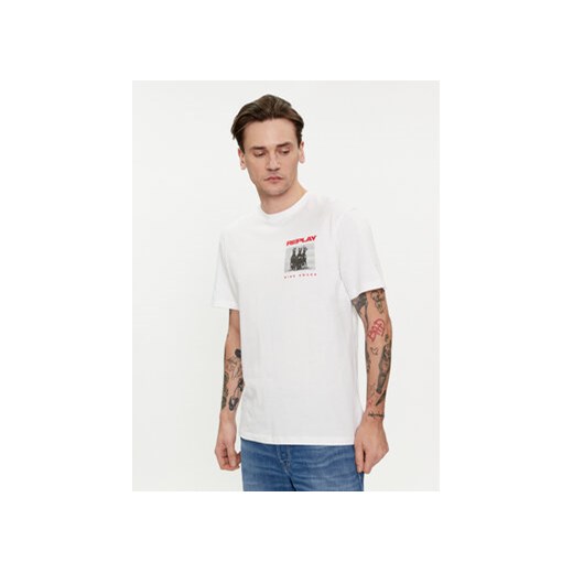 Replay T-Shirt M6766.000.22662 Biały Regular Fit ze sklepu MODIVO w kategorii T-shirty męskie - zdjęcie 170009219