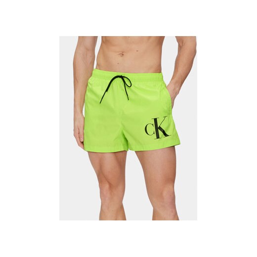 Calvin Klein Swimwear Szorty kąpielowe KM0KM00967 Zielony Regular Fit ze sklepu MODIVO w kategorii Kąpielówki - zdjęcie 170009386