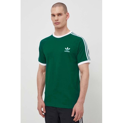 adidas Originals t-shirt bawełniany 3-Stripes Tee męski kolor zielony z aplikacją IM9387 ze sklepu ANSWEAR.com w kategorii T-shirty męskie - zdjęcie 170010117