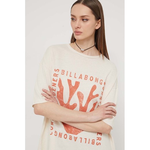 Billabong t-shirt bawełniany BILLABONG X CORAL GARDENERS damski kolor beżowy Billabong S ANSWEAR.com