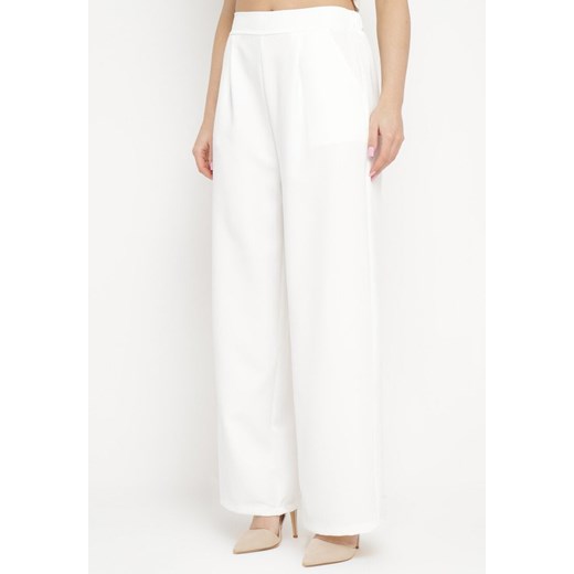 Białe Eleganckie Spodnie z Szerokimi Nogawkami Kahinuni ze sklepu Born2be Odzież w kategorii Spodnie damskie - zdjęcie 170020808