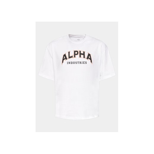 Alpha Industries T-Shirt College 146501 Biały Relaxed Fit ze sklepu MODIVO w kategorii T-shirty męskie - zdjęcie 170022497