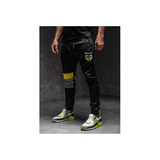 Czarne spodnie męskie joggery dresowe Denley K10122A1 M promocja Denley