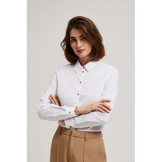 Gładka koszula z ozdobnymi guzikami biała ze sklepu Moodo.pl w kategorii Koszule damskie - zdjęcie 170026586