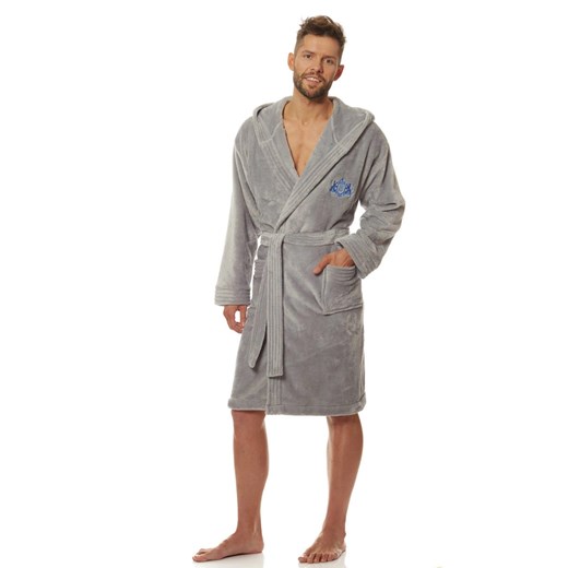 Szlafrok męski z kapturem L&L 2110 Costa szary XL piubiu_pl