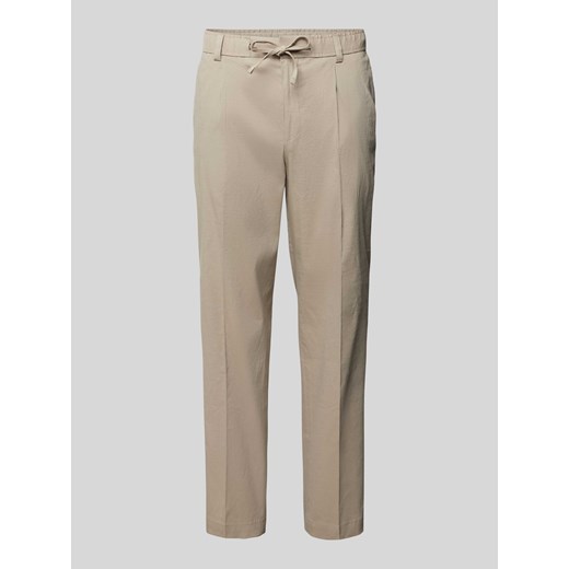 Spodnie o kroju regular fit z mieszanki lnu z zakładkami w pasie model ‘Perin’ 27 Peek&Cloppenburg 
