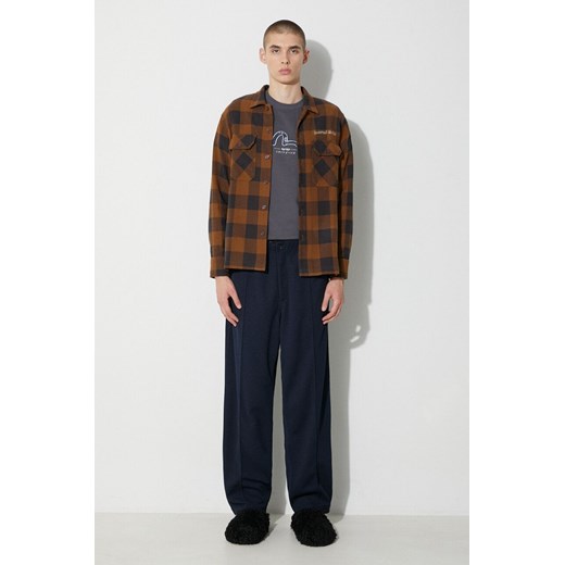 Universal Works koszula bawełniana L/S UTILITY SHIRT męska kolor brązowy regular Universal Works L PRM
