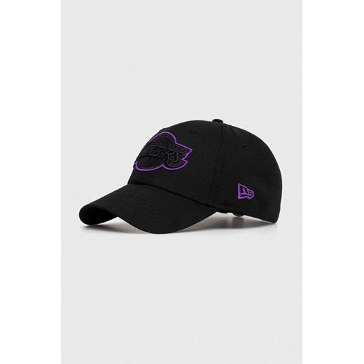 New Era czapka z daszkiem bawełniana kolor czarny z aplikacją LOS ANGELES LAKERS ze sklepu PRM w kategorii Czapki z daszkiem damskie - zdjęcie 170039409