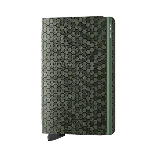 Secrid portfel skórzany Slimwallet Hexagon Green kolor zielony ze sklepu PRM w kategorii Portfele damskie - zdjęcie 170039567