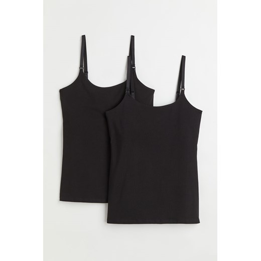 H & M - MAMA Top dla karmiącej 2-pak - Czarny ze sklepu H&M w kategorii Bluzki ciążowe - zdjęcie 170039685