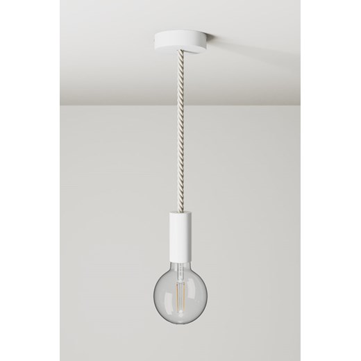 H & M - Drewniana Lampa Sufitowa Z Żarówką - Biały ze sklepu H&M w kategorii Lampy wiszące - zdjęcie 170039785