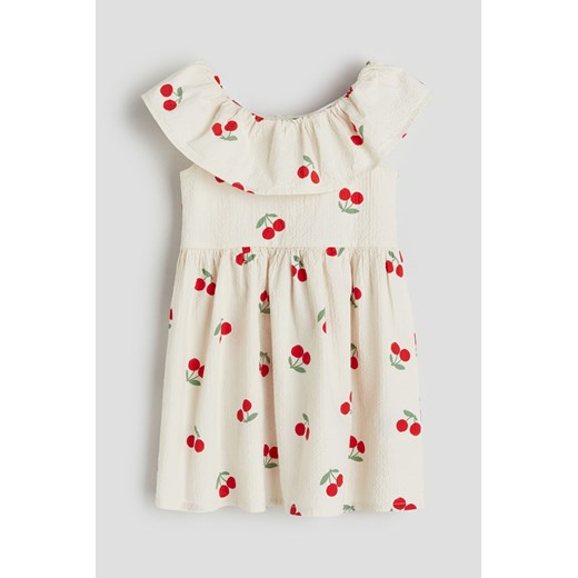 H & M - Wzorzysta sukienka z falbaną - Beżowy ze sklepu H&M w kategorii Sukienki niemowlęce - zdjęcie 170039838