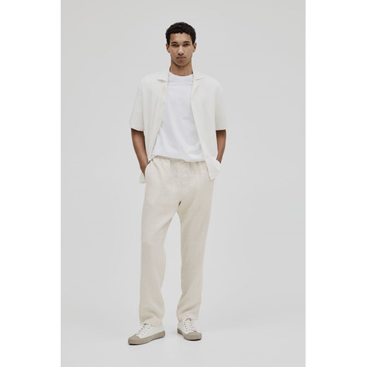 H & M - Lniane spodnie Regular Fit - Biały ze sklepu H&M w kategorii Spodnie męskie - zdjęcie 170040028
