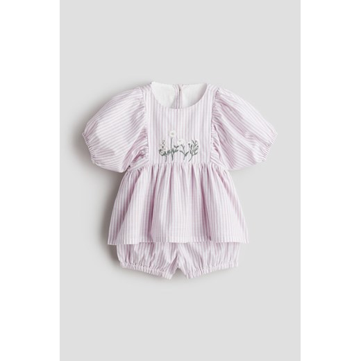H & M - Komplet z wzorzystego muślinu 2-częściowy - Fioletowy ze sklepu H&M w kategorii Komplety niemowlęce - zdjęcie 170040076