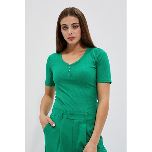 Dopasowana bluzka damska z guziczkami zielona ze sklepu 5.10.15 w kategorii Bluzki damskie - zdjęcie 170043539
