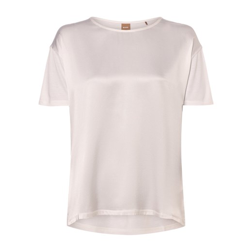 BOSS Koszulka damska z dodatkiem jedwabiu Kobiety wiskoza biały jednolity ze sklepu vangraaf w kategorii Bluzki damskie - zdjęcie 170049057