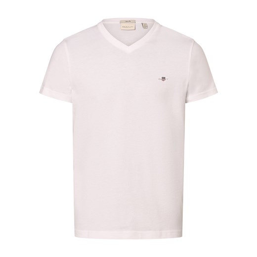 Gant Koszulka męska Mężczyźni Bawełna biały jednolity ze sklepu vangraaf w kategorii T-shirty męskie - zdjęcie 170049137