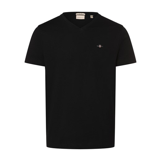 Gant Koszulka męska Mężczyźni Bawełna czarny jednolity ze sklepu vangraaf w kategorii T-shirty męskie - zdjęcie 170049139