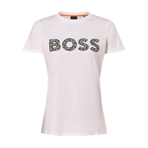 BOSS Orange Koszulka damska - C_Elogo_Filled Kobiety Bawełna biały nadruk ze sklepu vangraaf w kategorii Bluzki damskie - zdjęcie 170049158