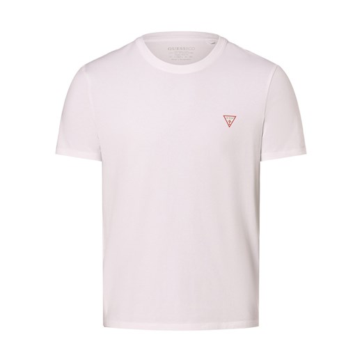 GUESS Koszulka męska Mężczyźni Bawełna biały jednolity ze sklepu vangraaf w kategorii T-shirty męskie - zdjęcie 170049186