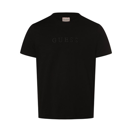 GUESS Koszulka męska Mężczyźni Bawełna czarny jednolity ze sklepu vangraaf w kategorii T-shirty męskie - zdjęcie 170049189