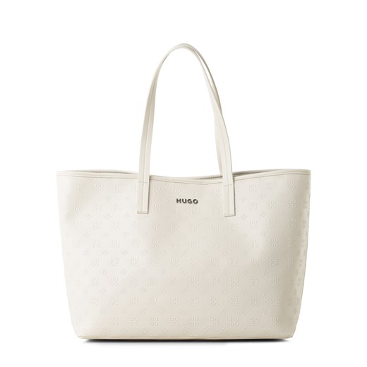 Shopper bag biała Hugo Boss na ramię matowa glamour mieszcząca a4 