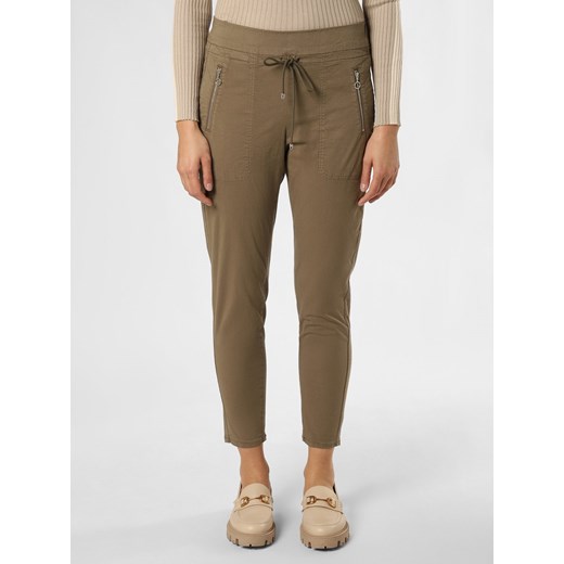 MAC Spodnie - Easy Kobiety Bawełna oliwkowy jednolity ze sklepu vangraaf w kategorii Spodnie damskie - zdjęcie 170049397